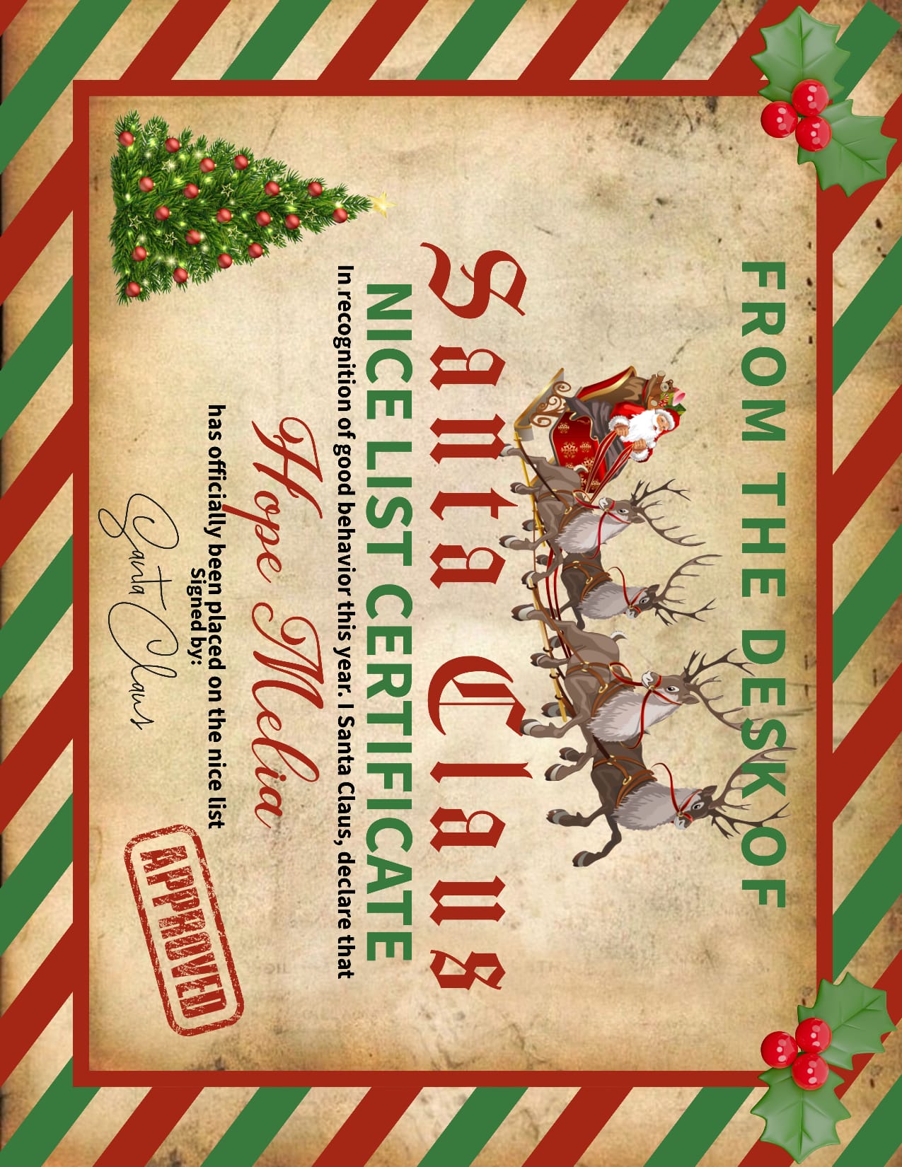A4 laminated Personalized Santa Letter & Nice List Certificate | Christmas Gift - Phimedil Designs