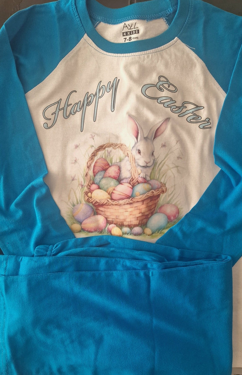 Boys Happy Easter Bunny PJs - Basket of Eggs Sleepwear - Phimedil Designs