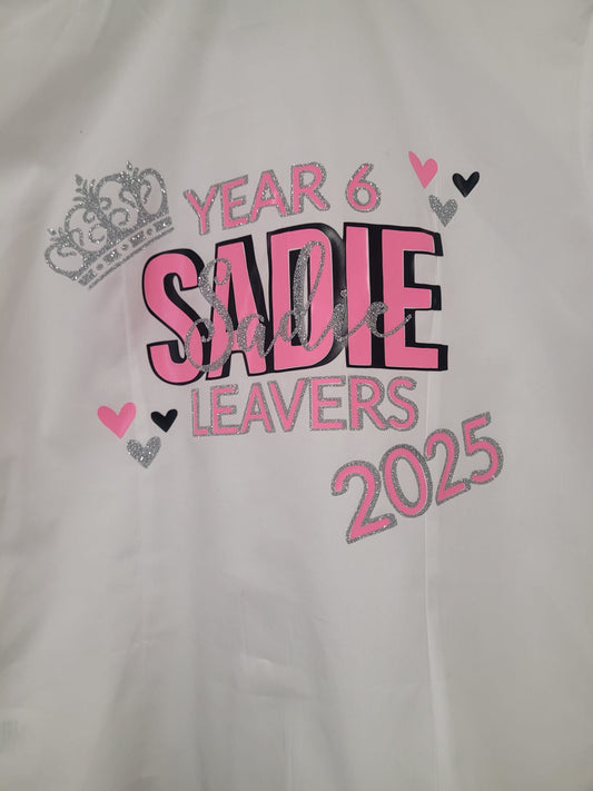 Year 6 Leavers Shirt 2025 - Personalised Name & Crown - Phimedil Designs
