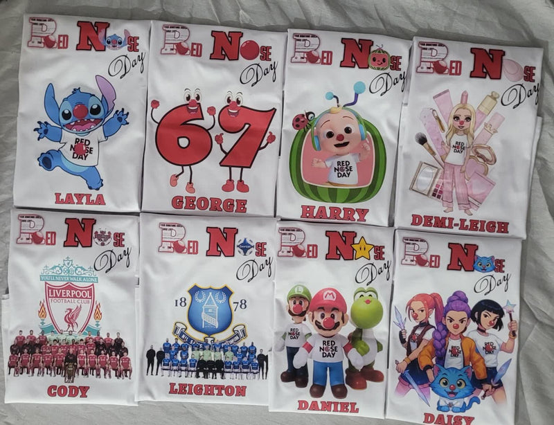 Personalised School Events T-Shirts – Number Day, Red Nose Day, Children in Need & More - Phimedil Designs