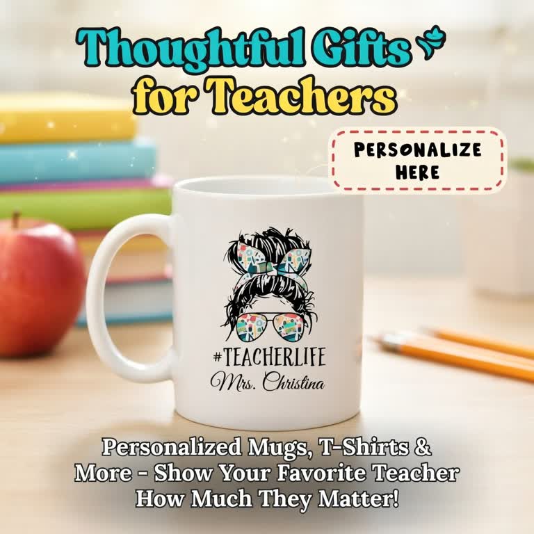 Personalised Teacher Gift Mug – Custom Thank You Cup | End of Term Gift