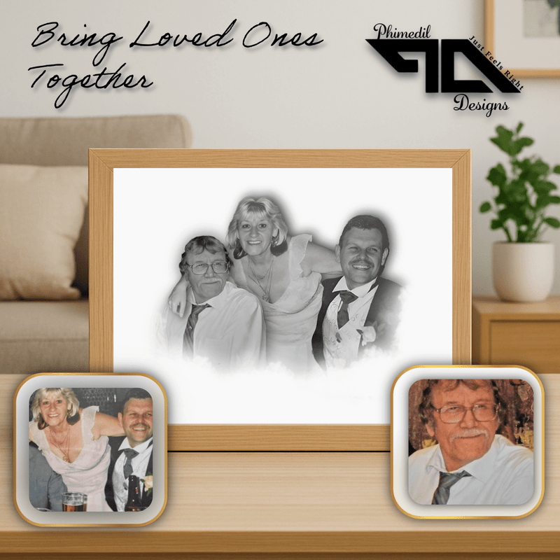 ✨ Digital Copy Custom Memorial Photo Merging | Bring Loved Ones Together | Worldwide Email Delivery - Phimedil Designs