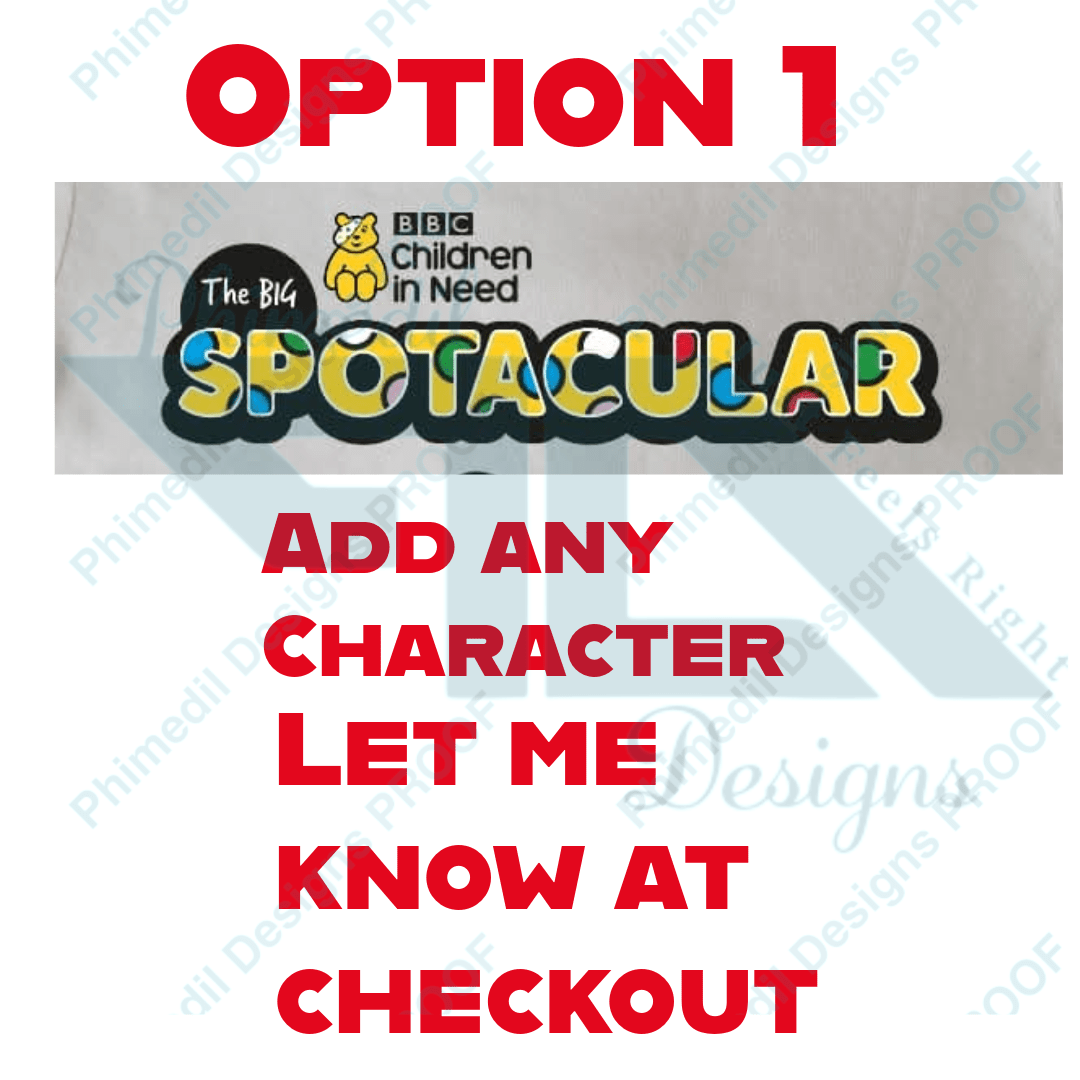 Children in Need T-Shirt | Pudsey Bear Fundraiser Top | Kids & Adults Charity School Event Tee | Add Character + Personalised | £1 Donation - Phimedil Designs