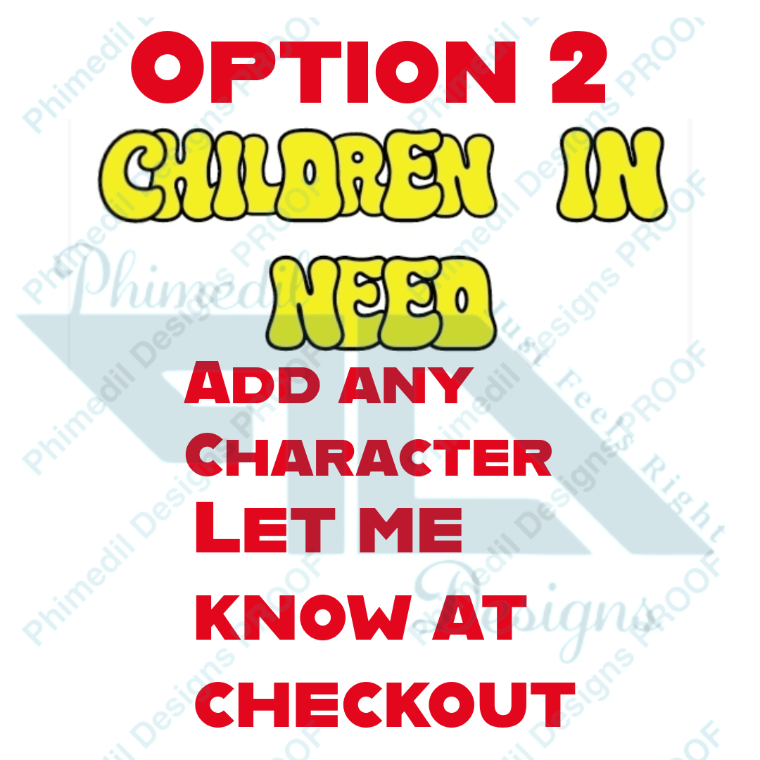 Children in Need T-Shirt | Pudsey Bear Fundraiser Top | Kids & Adults Charity School Event Tee | Add Character + Personalised | £1 Donation - Phimedil Designs