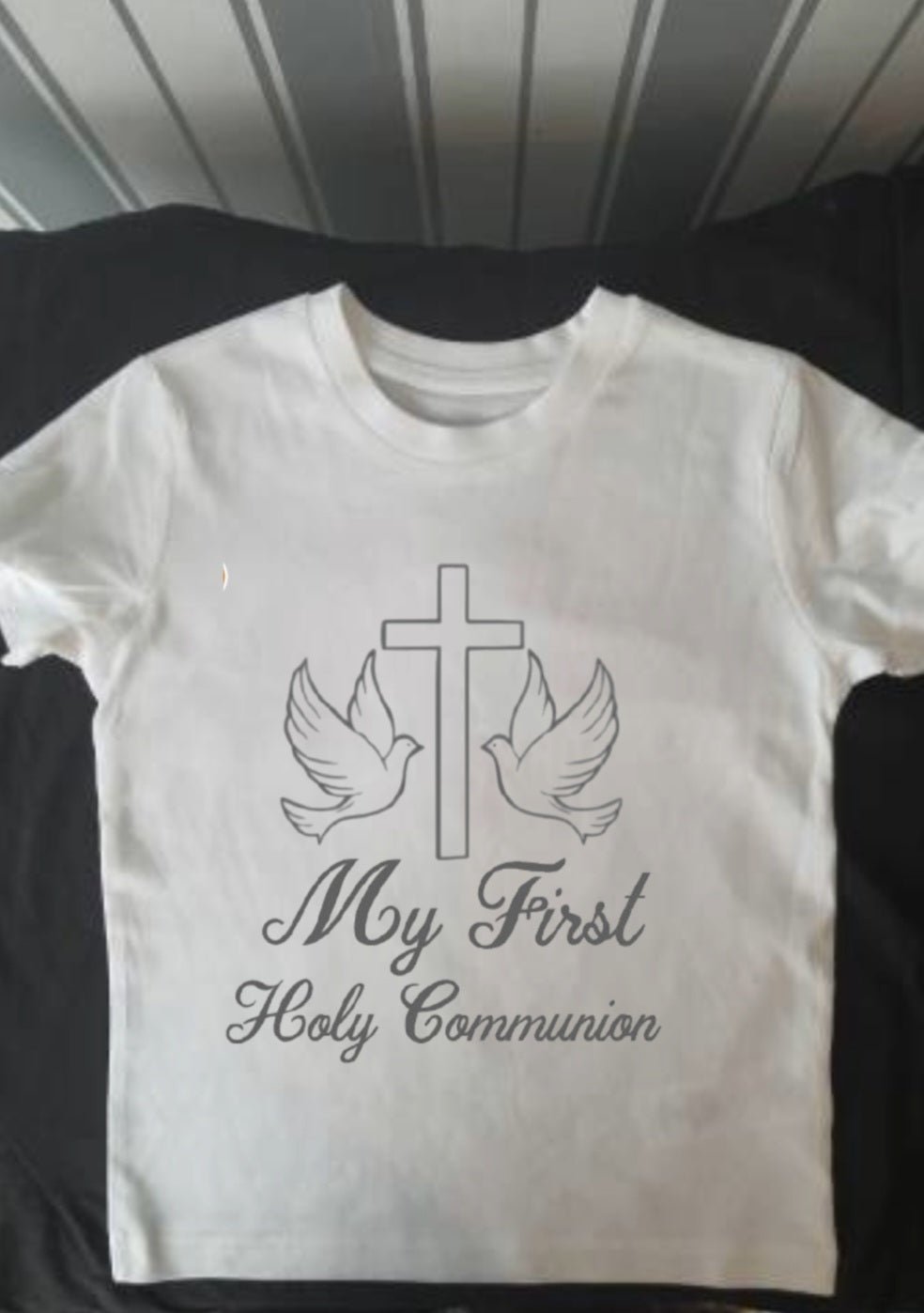 My First Holy Communion Shirt - Cross & Two Doves Design - Phimedil Designs