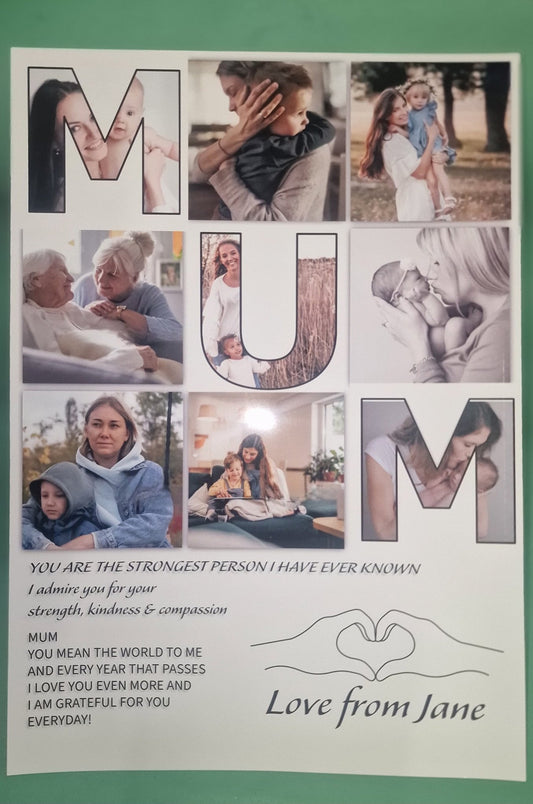 A4 Custom Photo Collage Canvas | MUM / DAD / BFF | 9 Photo Personalised Gift | Add Your Own Message | Perfect for Birthdays, Christmas & Memory Keepsakes Ornaments - Phimedil Designs