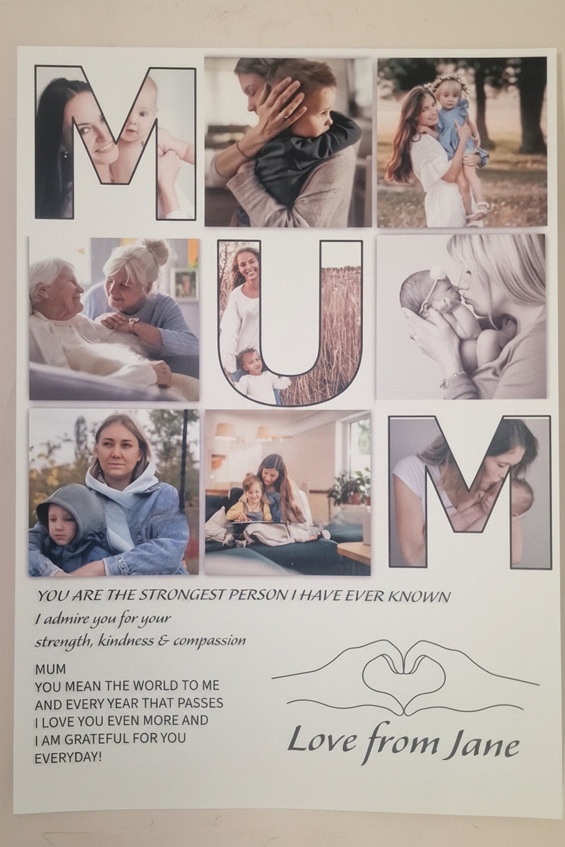 A4 Custom Photo Collage Canvas | MUM / DAD / BFF | 9 Photo Personalised Gift | Add Your Own Message | Perfect for Birthdays, Christmas & Memory Keepsakes Ornaments - Phimedil Designs