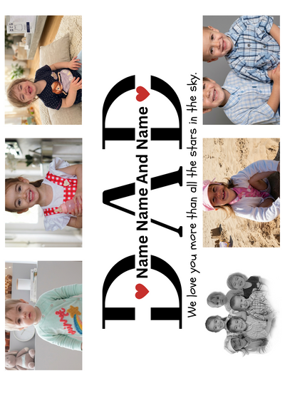 Personalized DAD Photo Collage Keepsake Canva Template - Multi-Photo Custom Father's Day Gift - Digital Download Memorial Design - We Love You More Than All The Stars In The Sky - Editable Family Portrait