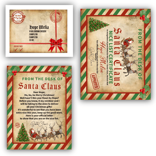 A4 laminated Personalized Santa Letter & Nice List Certificate | Christmas Gift - Phimedil Designs